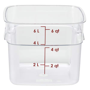 144-6SFSPROCW135 6 qt FreshPro Square Food Storage Container - CamSquare®, Polycarbonate, Red Gra...