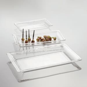 166-CRGT19 14 1/4" x 7 1/2" Rectangular Rain Tray - Styrene, Clear
