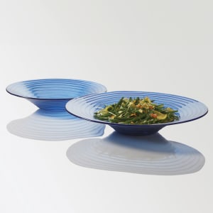 166-GBB15 14" Round Bowl, Blue/Glass