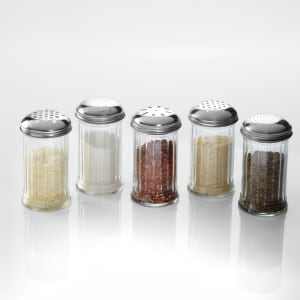 166-GLA319 Cheese Shaker w/ 12 oz Capacity & 1/4 Holes, Glass/Stainless