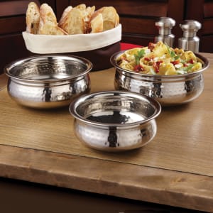 166-HB5 16 oz Round Bowl - Hammered-Finish Stainless