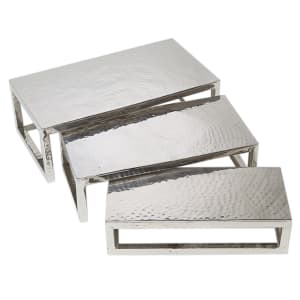 166-HMPRR3 3 Piece Rectangular Riser Set, Hammered Stainless