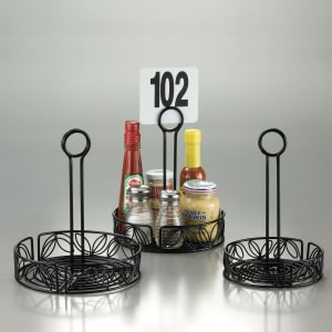 166-LDCC18 Round Condiment Caddy - Wrought Iron, Black