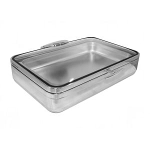 315-2571611 10 qt Rectangular Induction Chafer - Lift Off Glass Lid, Stainless Steel