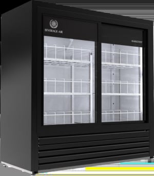 118-MT41481SDB 47 1/4" MarketMax™ Two Section Glass Door Merchandiser - (2) Sliding Doors, Black, 115v