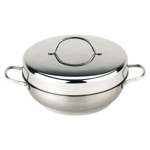 875-80828S 4 1/8 qt Stainless Stovetop Smoker Set - 12 3/5" x 5"