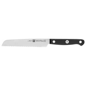 901-36110133 5" Serrated Utility Knife w/ Black Plastic Handle, High Carbon Stainless Steel