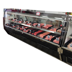367-SCCMS40E12BELED 148 1/2" Full Service Red Meat Case w/ Straight Glass - (6) Levels, 115v