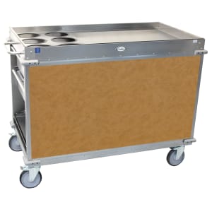 516-BC3L1 Mobile Beverage Service Cart w/ (2) Shelves & (4) Drawers, Stainless Steel/Chestnut Laminate