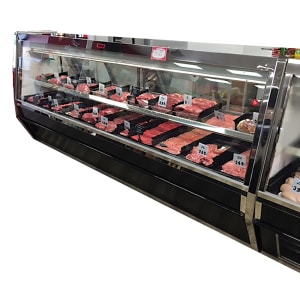 367-SCCMS40E6BELED 75 1/2" Full Service Red Meat Case w/ Straight Glass - (1) Level, 115v