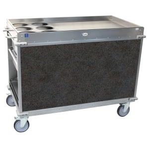 516-BC3L3 Mobile Beverage Service Cart w/ (2) Shelves & (4) Drawers, Stainless Steel/Gray Laminate