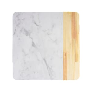 701-M13MAWC 13" Square Sierra Serving Board - Melamine, Faux Alder Wood/Carrera Marble