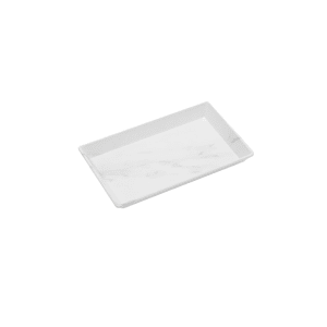 166-MWMEL12 12" x 7" Rectangular Naturals Platter - Melamine, White Marble