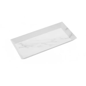 166-MWMEL21 21" x 13" Rectangular Naturals Platter - Melamine, White Marble