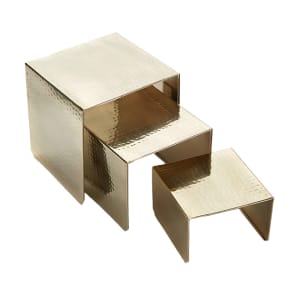 166-RHG1 3 Piece Square Riser Set - Stainless Steel, Hammered Gold
