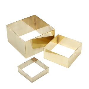 166-RSQG2 3 Piece Square Riser Set - Stainless Steel, Satin Gold