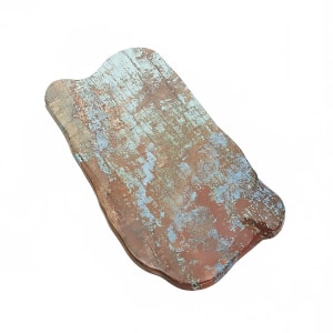 166-RM17 Organic Oblong Melamine Serving Board - 17 3/8" x 9 7/8", Reclaimed Wood Pattern