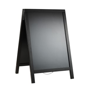 166-SBDBL85 Sandwich Board w/ Wood Frame - 21 1/2"L x 2 1/4"W x 33 1/2"H, Black