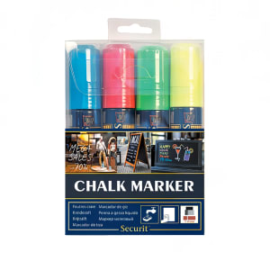 166-SMA720V4 Big Tip Chalk Marker w/ 4 Assorted Colors, Smear Proof