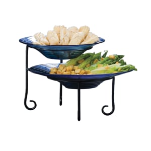 166-TLSP1219 2 Tier Display Stand w/ Curled Foot, 12x19", Wrought Iron/Black