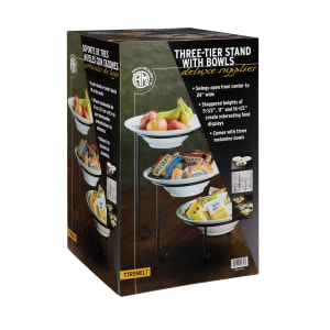 166-TTRSMEL7 3 Tier Stand Set w/ Melamine Bowls - Wrought Iron, Black