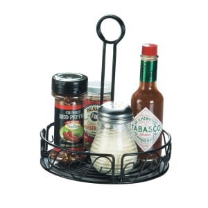 166-WBCC8 Round Condiment Caddy - Wrought Iron, Black