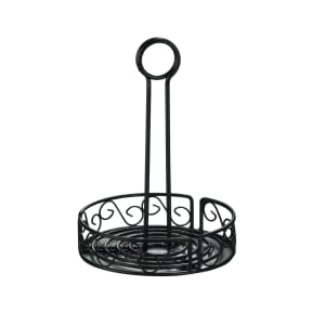 166-WBCC6 Round Condiment Caddy - Wrought Iron, Black