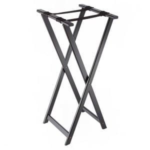 166-WTSB40 38" Folding Tray Stand w/ Nylon Strap, Wood/Black