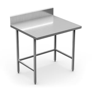 145-DTB3096 96" 16 ga Work Table w/ Open Base & 300 Series Stainless Steel Flat Top, 6&q...