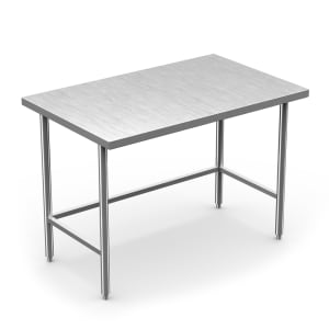 145-DTR3696 96" 16 ga Work Table w/ Open Base & 300 Series Stainless Steel Flat Top