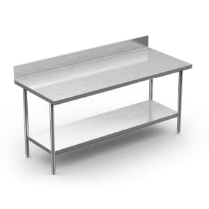 145-DTSB2496 96" 16 ga Work Table w/ Open Base & 300 Series Stainless Steel Top, 6"...