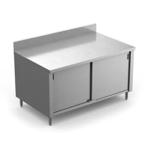 145-STCTBD2436 36" Enclosed Work Table w/ Sliding Doors & 6" Backsplash, 24"D