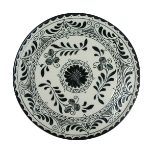 706-A101P801 10 3/4" Round Plate - China, Talavera Black