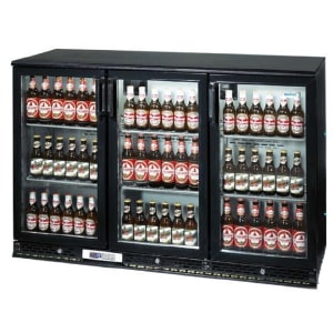 746-IMDERV35GD 53 1/8" Bar Refrigerator - 3 Swinging Glass Doors, Black, 115v