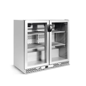 746-IMDERV25II 35 3/8" Bar Refrigerator - 2 Swinging Glass Doors, Stainless, 115v