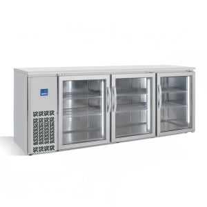 746-IMDERV84IIGD 85 1/4" Bar Refrigerator - 3 Swinging Glass Doors, Stainless, 115v