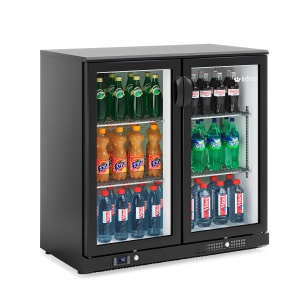 746-IMDERV25GD 35 3/8" Bar Refrigerator - 2 Swinging Glass Doors, Black, 115v