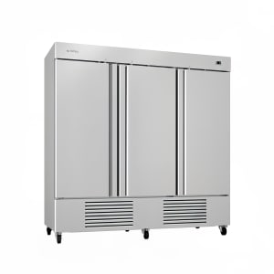 746-IRRAN67BT 82" Three Section Reach In Freezer, (3) Solid Doors, 115v