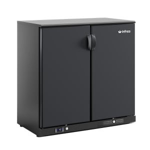 746-IMDERV25SD 35 3/8" Bar Refrigerator - 2 Swinging Solid Doors, Black, 115v