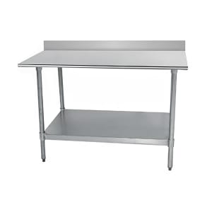 009-TTK306X 72" 18 ga Work Table w/ Undershelf & 430 Series Stainless Top, 5" Backs...