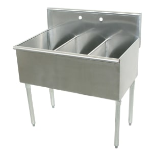 009-63542X 54" 3 Compartment Sink w/ 18"L x 21"W Bowl, 14" Deep