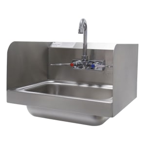 009-7PS66W Wall Mount Commercial Hand Sink w/ 14"L x 10"W x 5"D Bowl, Side Splashes