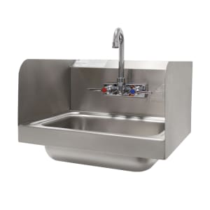 009-7PS662X Wall Mount Commercial Hand Sink w/ 14"L x 10"W x 5"D Bowl, Side Splashes