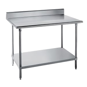009-KLG366 72" 14 ga Work Table w/ Undershelf & 304 Series Stainless Top, 5" Backsp...