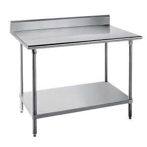 009-KSS243 36" 14 ga Work Table w/ Undershelf & 304 Series Stainless Top, 5" Backsplash