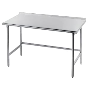 009-TFMG302 24" 16 ga Work Table w/ Open Base & 304 Series Stainless Top, 1 1/2" Backsplash