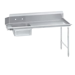 009-DTSS7036RX 36" R L Straight Soil Dishtable - 10 1/2" Backsplash, Stainless Legs, 16 ga Stainless