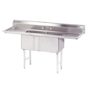 009-FC2242418RL 84" 2 Compartment Sink w/ 24"L x 24"W Bowl, 14" Deep
