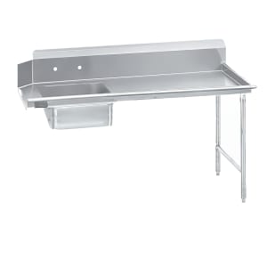 009-DTSS7096RX 96" R L Straight Soil Dishtable - 10 1/2" Backsplash, Stainless Legs, 16 ga Stainless
