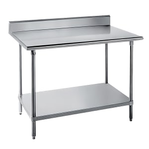 009-KMS303 36" 16 ga Work Table w/ Undershelf & 304 Series Stainless Top, 5" Backsp...